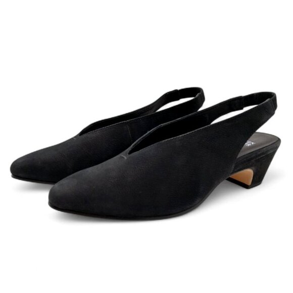 Eileen Fisher Women's Size 9 Black Moddie Nubuck Slingback Block Heel Pumps - Picture 6 of 11